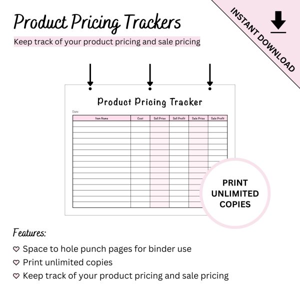 Printable Product Pricing Tracker by Ninja Design