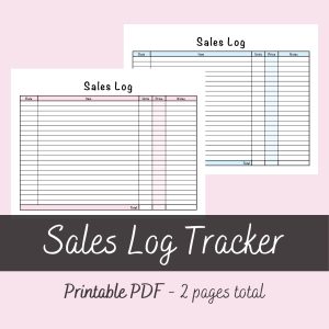 Printable Landscape Sales Log Tracker by Ninja Design