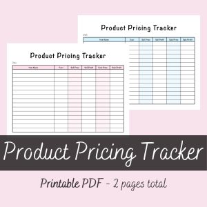 Printable Product Pricing Tracker by Ninja Design