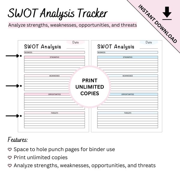 Printable Strengths Weaknesses Opportunities and Threats Analysis for Small Business by Ninja Design