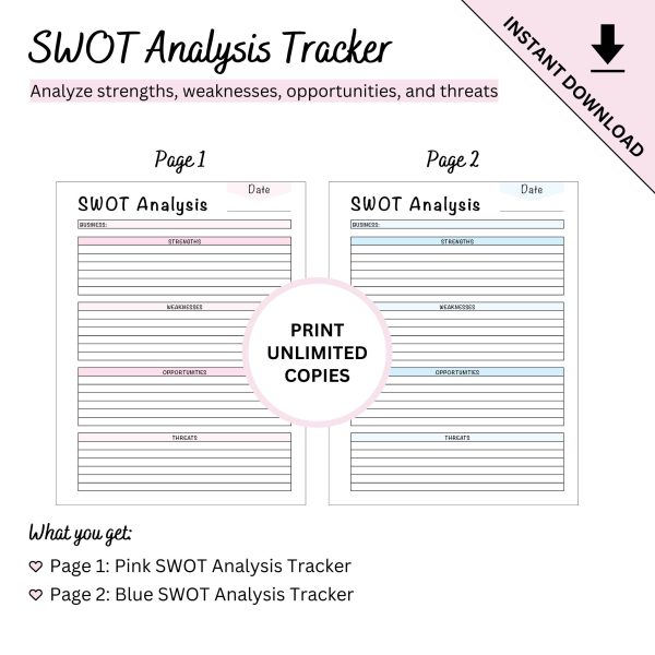 Printable Strengths Weaknesses Opportunities and Threats Analysis for Small Business by Ninja Design
