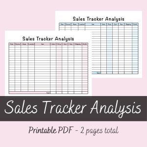Printable Sales Tracker Analysis by Ninja Design