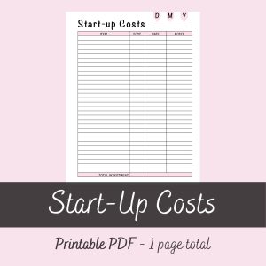 Printable Start Up Costs Sheet for Small Business by Ninja Design