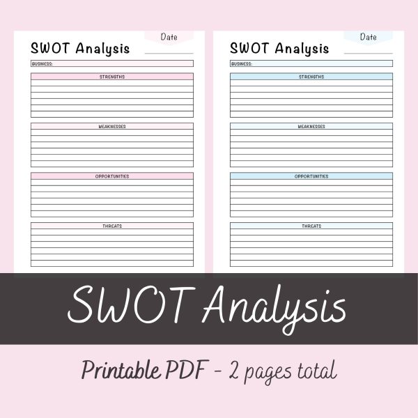 Printable Strengths Weaknesses Opportunities and Threats Analysis for Small Business by Ninja Design