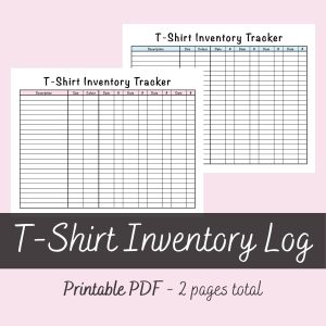 Printable T-Shirt Inventory Log by Ninja Design