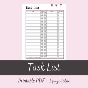 Printable Pink Task List Tracker Sheet for Small Business by Ninja Design