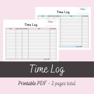 Printable Time Log Sheet by Ninja Design